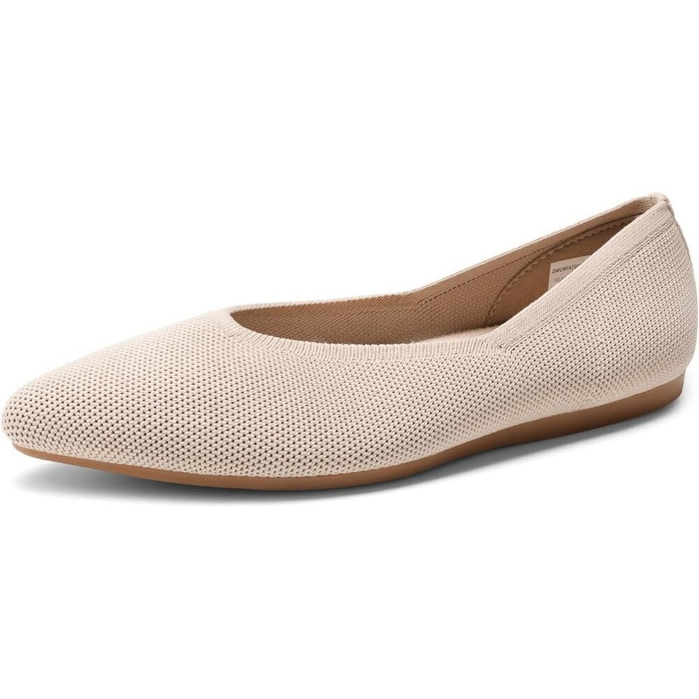 Women's Nude Comfortable Dressy Knit Ballet Flats with Arch Support Shoes